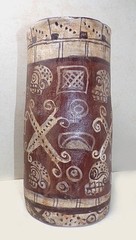 HUGE MAYAN TUMBLER-LIKE VESSEL – CLASSIC DECORATION -5 1/4″ DIA. X 10 1/2″ TALL