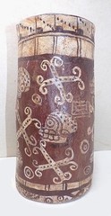 HUGE MAYAN TUMBLER-LIKE VESSEL – CLASSIC DECORATION -5 1/4″ DIA. X 10 1/2″ TALL