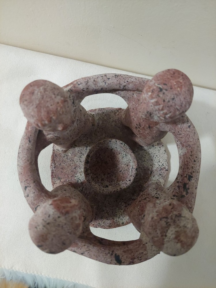 Aztec Mayan Circle Of 4 Friends Clay Candle Holder 7″x 7″ single holder