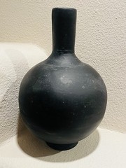 Vintage Barro Negro De Oaxaca Handmade Black Clay Round Vase 13” Made in Mexico