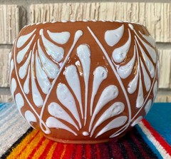 Mexican Ceramic Flower Pot Planter Folk Art Pottery Handmade Talavera #1