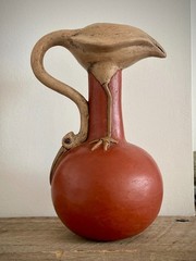 Vintage Mexican Folk Art Bird Terracotta Effigy Vessel Moche Style Handmade 10”
