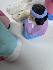 Mexican Nativity Set Folk Art Handmade Hand painted Clay Unknown Artist