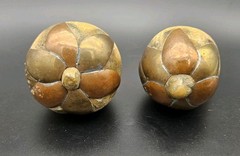 VTG 6 Piece Mexican Clay Copper & Brass Pottery Terracotta Fruit Hand Painted