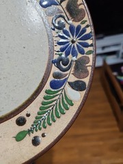 Vintage Netzi Pottery Sandstone Tonala Plate Floral – Signed