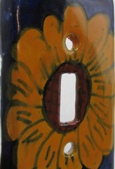 Hand-Painted Mexican PotteryTalavera Sunflower Single Light Switch, Set of 2.