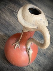 Vintage Mexican Folk Art Bird Terracotta Effigy Vessel Moche Style Handmade 10”