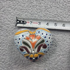 Talavera Heart Wall Decor Mexican Pottery Art Hand Painted 4 X 5x 2 In