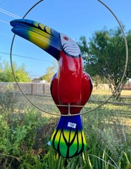 Talavera Bird Handmade Toucan Parrot Ceramic Mexican Pottery Hanging Patio Decor