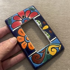Mexican Talavera Art Pottery Ceramic Handmade Single Switch Plate Cover 3×5”