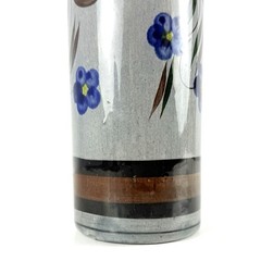 Vintage Vase, Tonala Mexico Art Pottery Gray Tube Shape. Mid-Century Modern