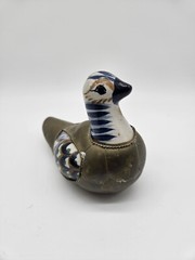Duck Mexican Tonala Brass Ceramic Pottery Hand Painted Multicolor Folk Art VTG