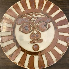 Vintage KEN EDWARDS Sun Trivet Palomar Mexico 7″ Round Folk Art Ceramic Pottery
