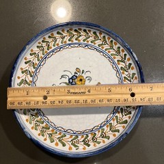 Talavera Espana Hand Painted Plate Blue Green Yellow Floral Flowers 6.75” D