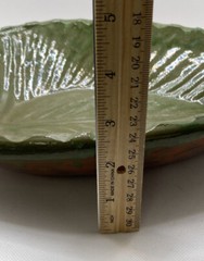 Pottery Leaf Shape Bowl Green Brown Mexican Ware Vintage
