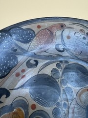 Vtg Tonala Mexico Folk Art Pottery Wall Hanging Plate Birds Squirrel 12” Round