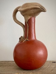 Vintage Mexican Folk Art Bird Terracotta Effigy Vessel Moche Style Handmade 10”