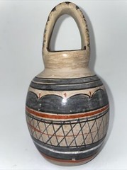 VINTAGE MEXICAN TONALA ART POTTERY SINGLE SPOUT JUG WITH HANDLE UNMARKED