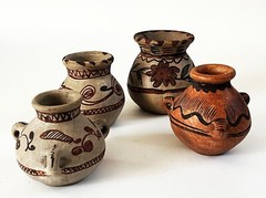 4 VTG MEXICAN FOLK ART POTTERY AMATENANGO DEL VALLE CHIAPAS CERAMIC CLAY POT JAR