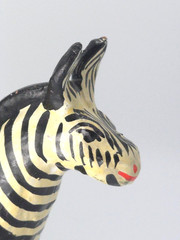 Vintage Mexican Folk Art Candle Holder Handmade Zebra Birds Clay Pottery Large