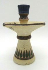 Beautiful Floral Single Mexico Tonala Sand Pottery Candle Holder 6 1/2″ H – 5″ D