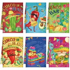Breling Set of 6 Mexican Kitchen Towels Fiesta Taco Cactus Chili Dish Towel C…