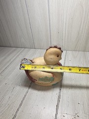 Vintage Hand Painted Chicken Folk Art Cottagecore Primitive Chick Hen Heart Read