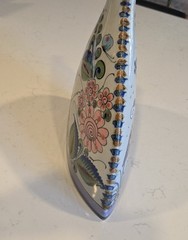 Tonala El Palomar Signed Mexico Pottery Vase w/ Birds Plants & Butterflies. 13”