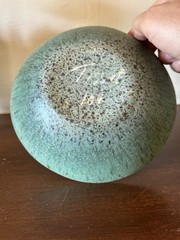 Felix Tissot Mexico Desert Gem Stone Green Speckled 6.5” Bowl 2” High