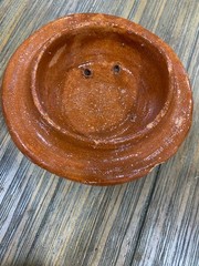 Vintage Mexican Tlaquepaque Redware Pottery Bean Pot w/Lid Hand Painted NICE!!