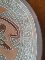 Classic Maya or Aztec Folk Art Reproduction Plate Wall Art 11.75in B4