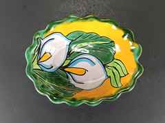 Talavera Salsa Bowl Handpainted Floral Lilly Small Candy Dish Mexican 5.25″