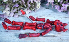Red Devil Skeleton Clay Adjustable Handmade Pineda Mexican Folk Art Small Size