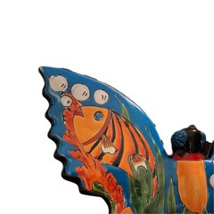 MEXICAN TALAVERA POTTERY BUTTERFLY WALL DECOR, HAND PAINTED.