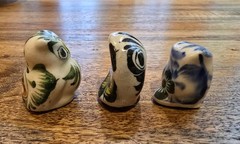 Vintage Miniature Mexican Tonala Pottery Owls Handmade Folk Art Collectibles Set