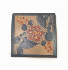Vintage Barro Bruñido/Burnished Tonala Mexico Floral Tile