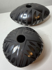2pc Lot VTG Amelia Hernandez Mata Ortiz Blackware Seed Pots Modern BOHO Decor