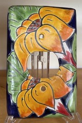 Talevera Single Outlet Plate Cover Sunflower Mexico Handmade Ceramic Pottery