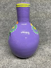 MEXICAN TALAVERA POTTERY CHIMNEY FLOWER POT PLANTER 8”TALL HANDPAINTED CANDLE