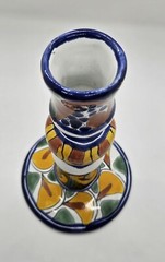 Talavera Mexican Pottery Tall Single Candle Holder Signed T. Ruth Mex.