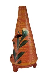 Mexican Pottery Chiminea Small Table Top Candle or Incense Burner Tiki Folk Art