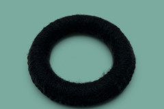 1 Mata Ortiz Pottery Olla Rings Hand Made Mexican Clay Black Yarn Mexico 3″