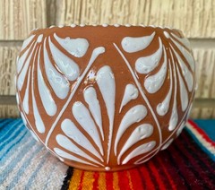 Mexican Ceramic Flower Pot Planter Folk Art Pottery Handmade Talavera #5
