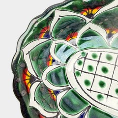 Talavera Camacho Mexico Lead Free Oval Dish 7.5″ Hand Painted Green Bowl
