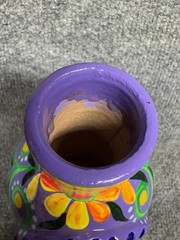 MEXICAN TALAVERA POTTERY CHIMNEY FLOWER POT PLANTER 8”TALL HANDPAINTED CANDLE