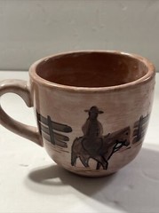 Western Cowboy Vaquero Handmade Painted Tea Cup, Saucer Hecho en Mexico Terrajal