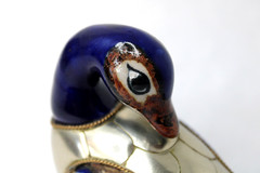 VTG Hand-Painted Tonala Mexican Pottery & Brass Duck Figurine
