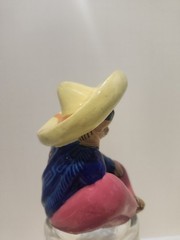 Mexican Handmade Hand Painted Pottery Figurine with Sombrero Folk Art