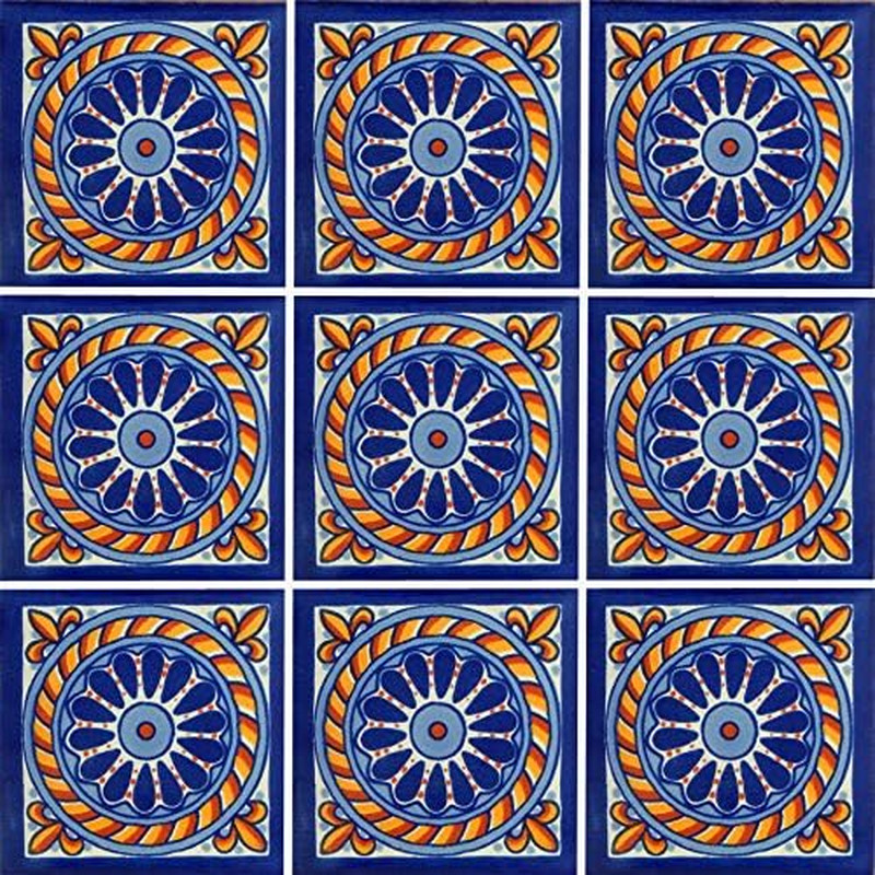 9 Mexican Tiles 4″ X 4″ Hand Painted Talavera C153