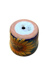 Mexican Sunflower Flower Pot Planter Folk Art Pottery Handmade Talavera Small
